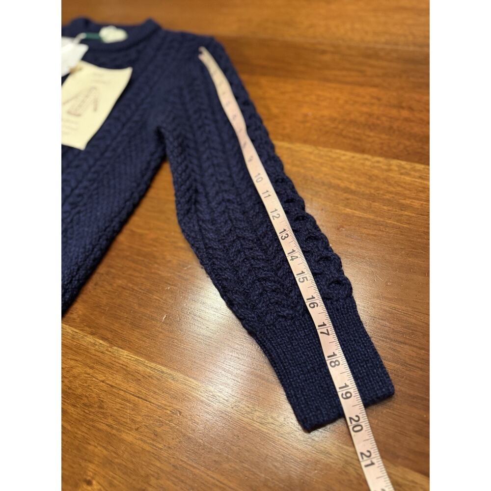New XS Aran Original Company Cable Knit IslandsSweater Crew Neck Navy Blue NWT - Picture 9 of 10